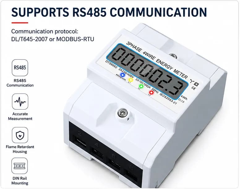 Three Phase LoRaWAN DIN Rail Energy Meter — LoRaWAN Energy Meters
